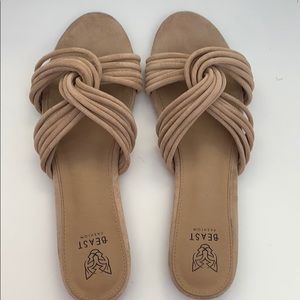 Suede beige flip flops